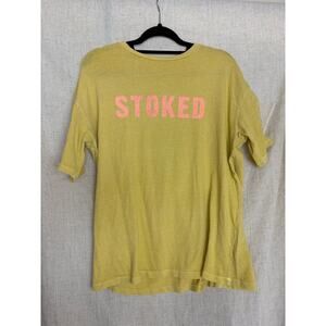 Billabong Stoked Yellow Graphic T-Shirt Size Small